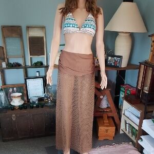 NEW, Boho Bikini and Mesh Skirt Set